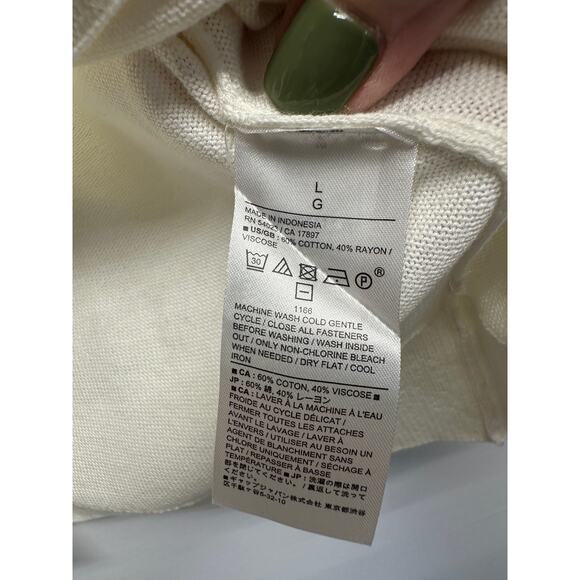 NWT Banana Republic Forever Sweater Cardigan Cream White Women’s Large - Picture 9 of 11